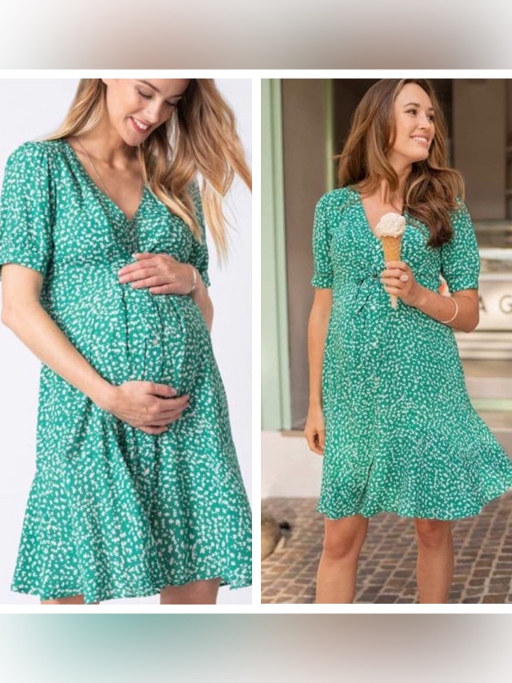 Seraphine Daffodil Maternity Dress Green Floral Tie Front US 4